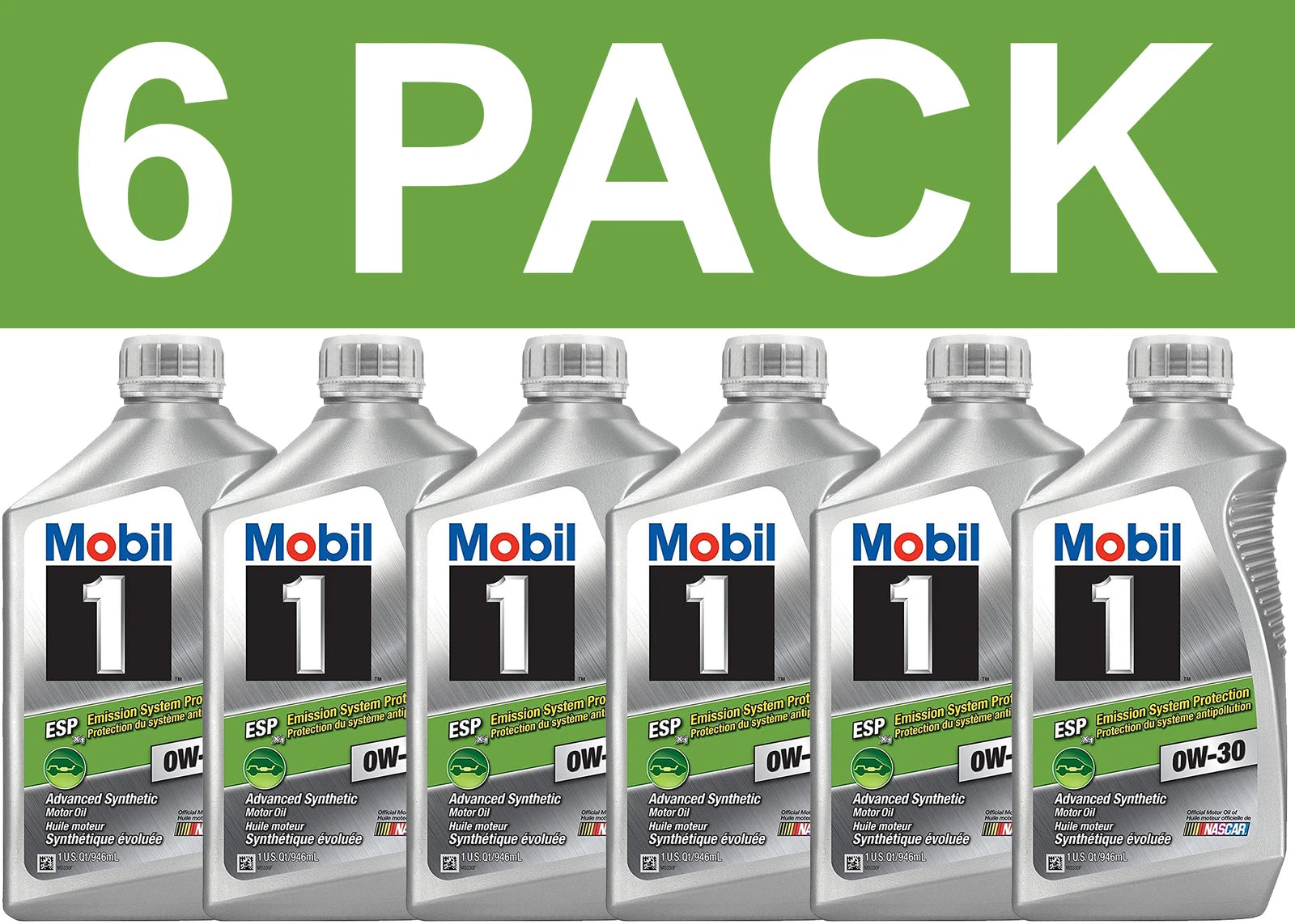6 Pack Mobil 1 121218 0W-30 ESP Motor Engine Oil - 1 Quart New Free Shipping