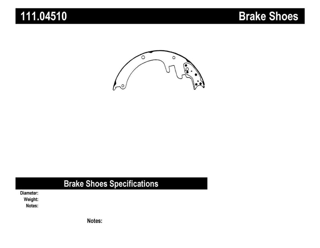 Rr Premium Brake Shoes  Centric Parts  111.04510