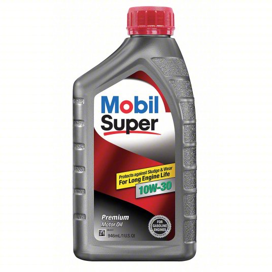 MOBIL Engine Oil: Synthetic Blend, 1 qt Size, Bottle, 10W-30, Super
