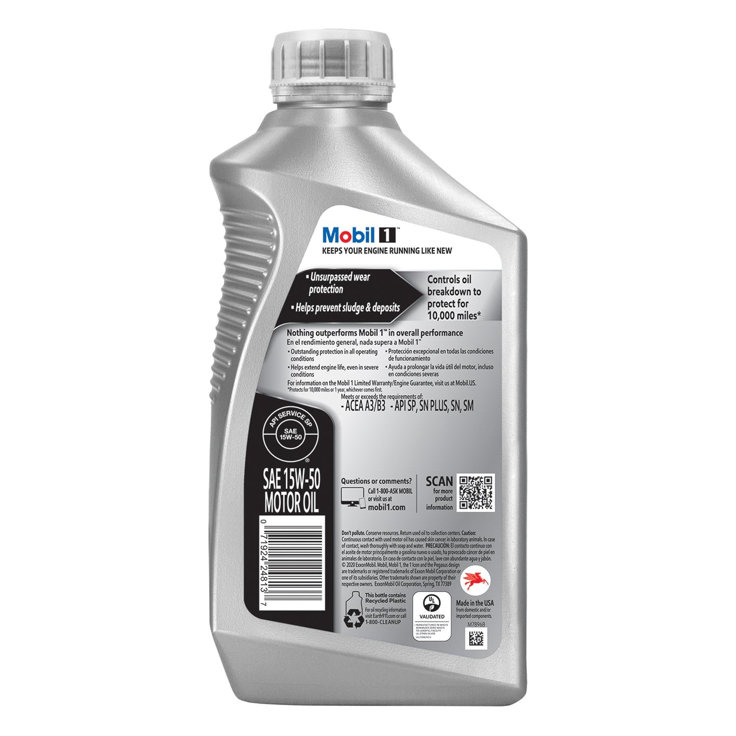 122377 Mobil 1 94002 15W50 Synthetic Motor Oil 1 Case Of 6 Quarts