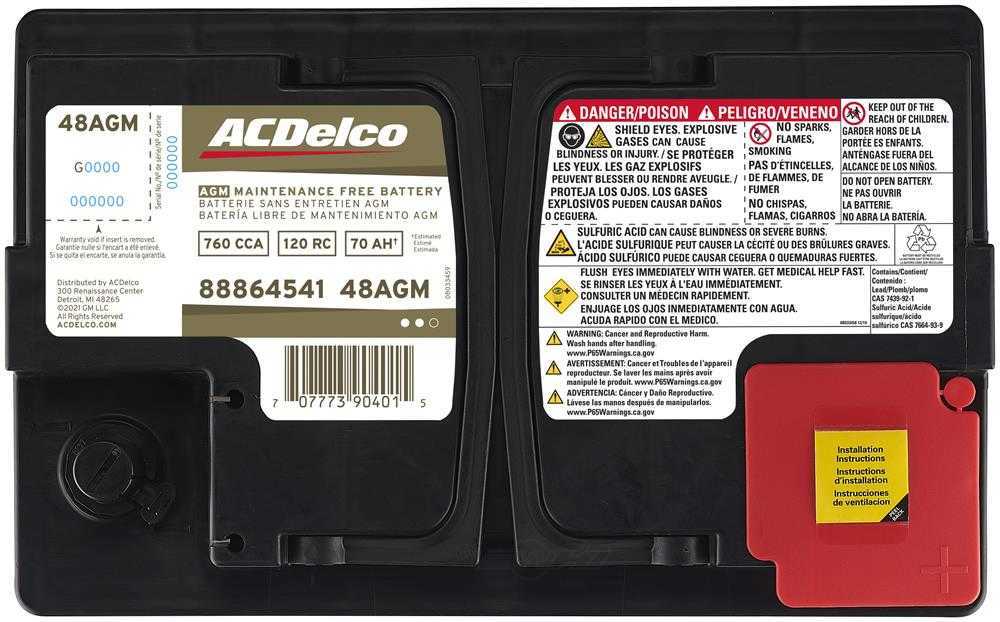 Brand New A-C Delco 48AGM Gold Battery - 760CCA-120RC 36 Month Ships Free