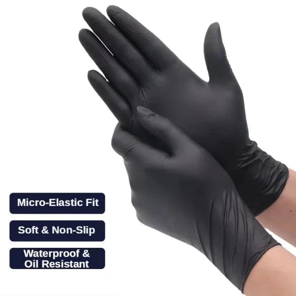 4 Mil Black Nitrile Gloves Disposable Heavy Duty Powder Free Latex Free Med 3 Bx Bundle