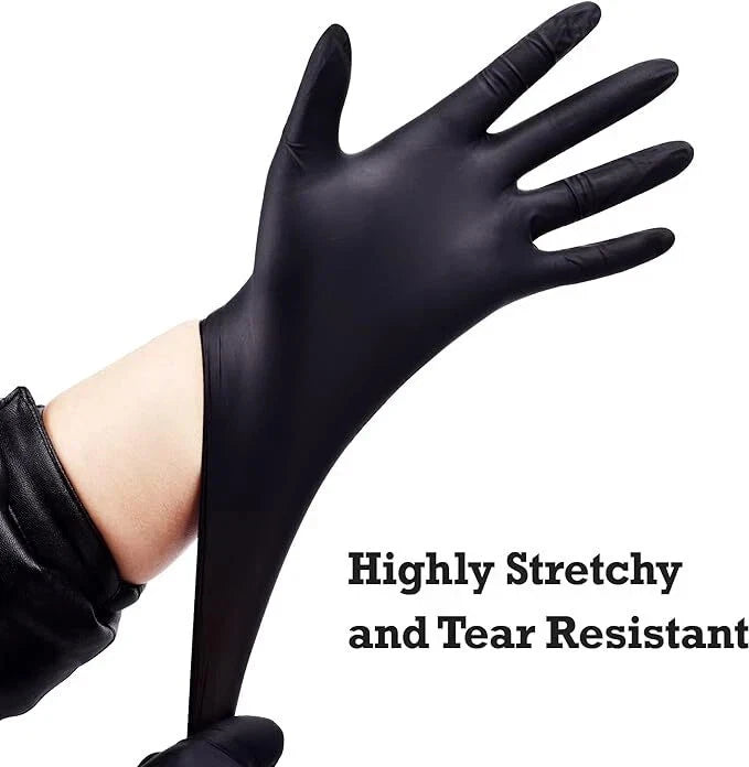 4 Mil Black Nitrile Gloves Disposable Heavy Duty Powder Free Latex Free XL 3 Bx Bundle