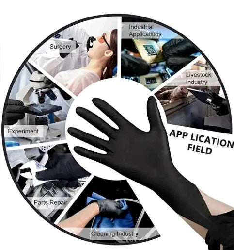 6 Mil Black Nitrile Gloves Disposable Heavy Duty Powder Free Latex Free XL 3 BX. Bundle