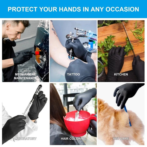 6 Mil Black Nitrile Gloves Disposable Heavy Duty Powder Free Latex Free XXL 3 BX. Bundle