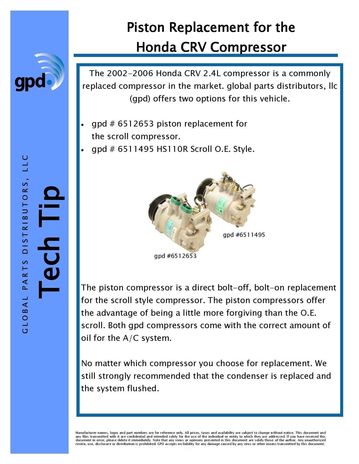 A/C  Compressor & Clutch-New   Global Parts Distributors   6512653