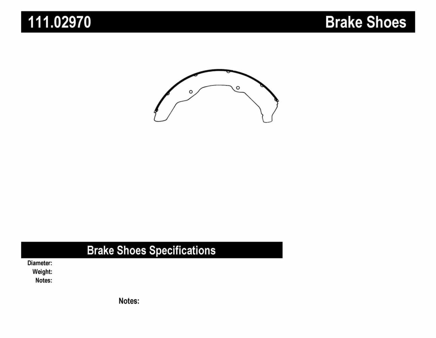 Frt Premium Brake Shoes  Centric Parts  111.02970